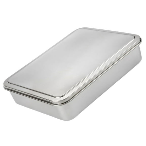 Pretyzoom Stainless Steel Cake Pans with Lids for Kitchen Use Silver Bakeware 12.5 x 10.5 Inches