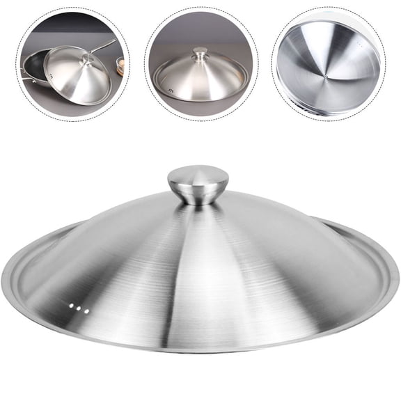 Pretyzoom Stainless Steel Pan Cover for Frying Pans Lightweight Design 1Pcs