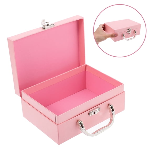 Pretyzoom Desktop Organizer Pink Paper Suitcase for Lightweight Storage Solutions