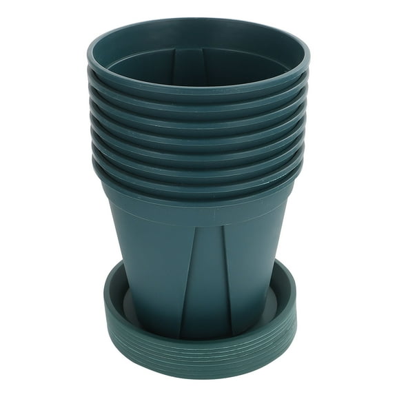 Pretyzoom Thickened Root Control Pots Green Plastic for Planting Use Good Ventilation and Drainage 8Sets
