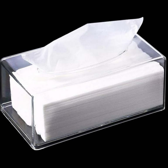 Pretyzoom Plastic Tissue Box Holder Acrylic Transparent 1Pack Rectangular Design