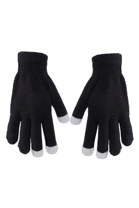 1 Pair of Unisex Smartphone Gloves for Outdoor Activities Black with Conductive Fibers Keeps Fingers Warm