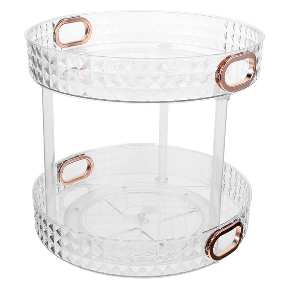 Pretyzoom Rotatable Double Layer Spice Rack Kitchen Turntable Organizer Transparent Storage Tray for Home