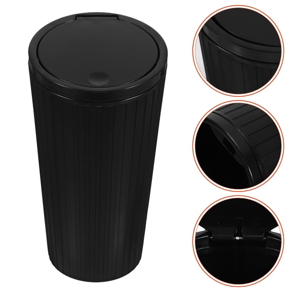 Pretyzoom Car Trash Can Black Small Portable Bin with Lid for Vehicle Use