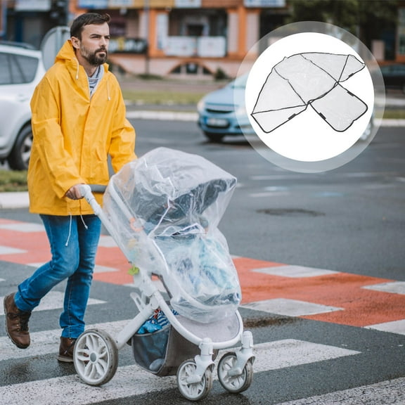 Pretyzoom Universal Fit Double Stroller Rain Cover 2pcs Waterproof Windproof Shield for Front and Rear Seats