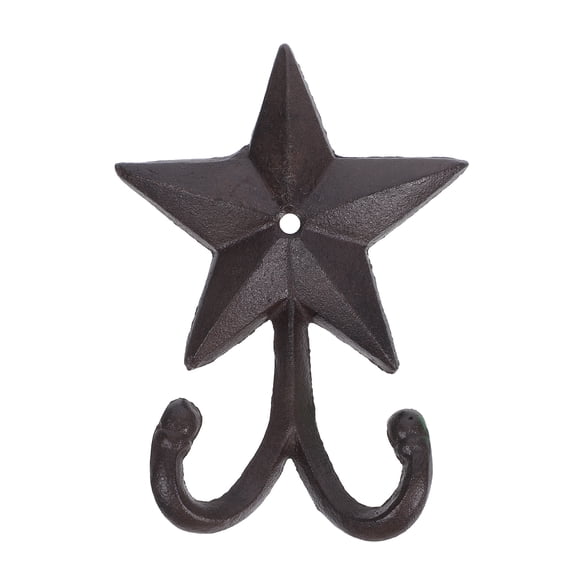 Pretyzoom Forged Iron Wall Hanger Rustic Star Hook Black Decorative Element for Hanging 1Pack