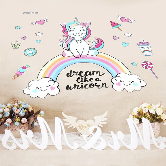 Pretyzoom Wall Decorations for Bedroom Unicorn Shape PVC 1Set Assorted Color