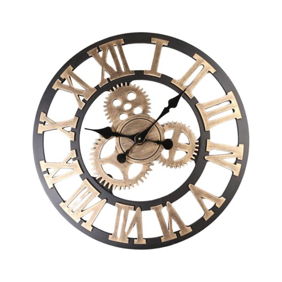Pretyzoom Wall Decorations for Living Room Hanging Clock Golden Plastic Time Telling Bar Decor 1PC