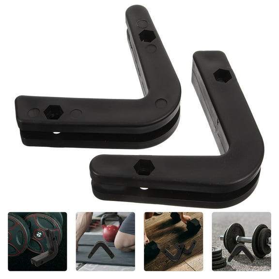 Pretyzoom 2Pcs Wall Mounted Barbell Holder in Black for Secure Fitness Equipment Organization