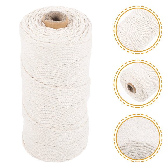 Pretyzoom Durable White Cotton Rope for DIY Macrame Crafts and Knitting Projects