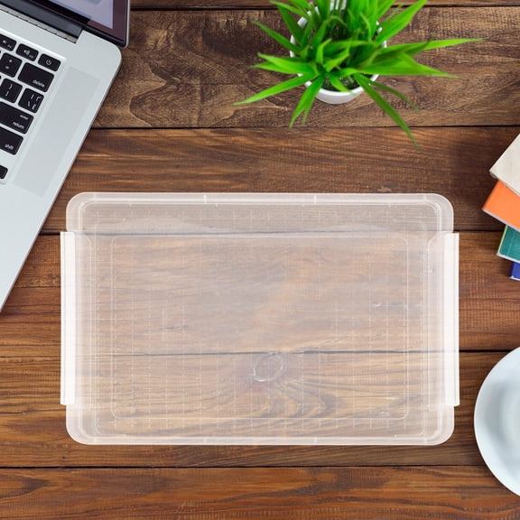 Pretyzoom Transparent Office File Box with Lid Stackable Document Holder