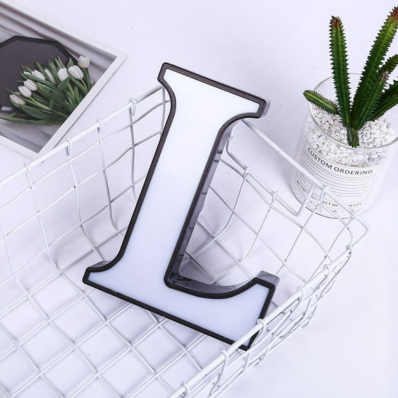 Pretyzoom White Alphabet L Lamp LED Letter Sign for Romantic Wedding Party Home Decoration