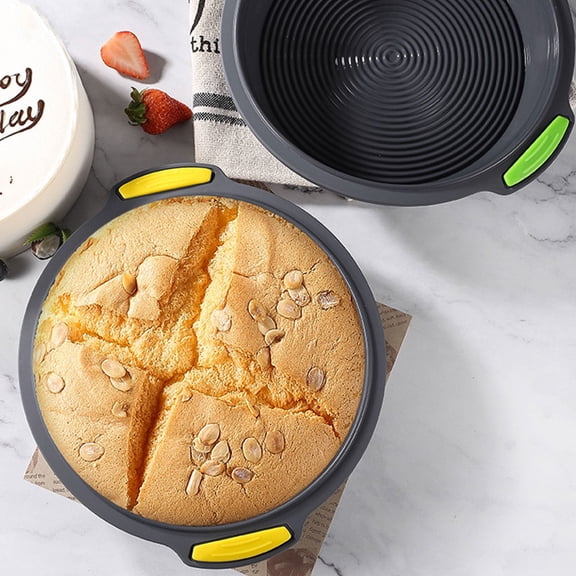 Pretyzoom Heat-Resistant Dark Grey Silicone Cake Pan Non-Stick Oven Mold for Kitchen Baking