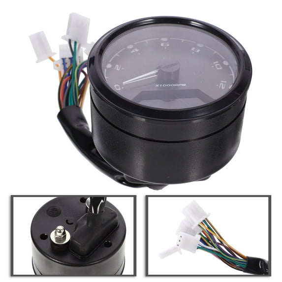 Pretyzoom Black LCD Digital Tachometer for Motorcycle with Shockproof Needle Display and Wide Range