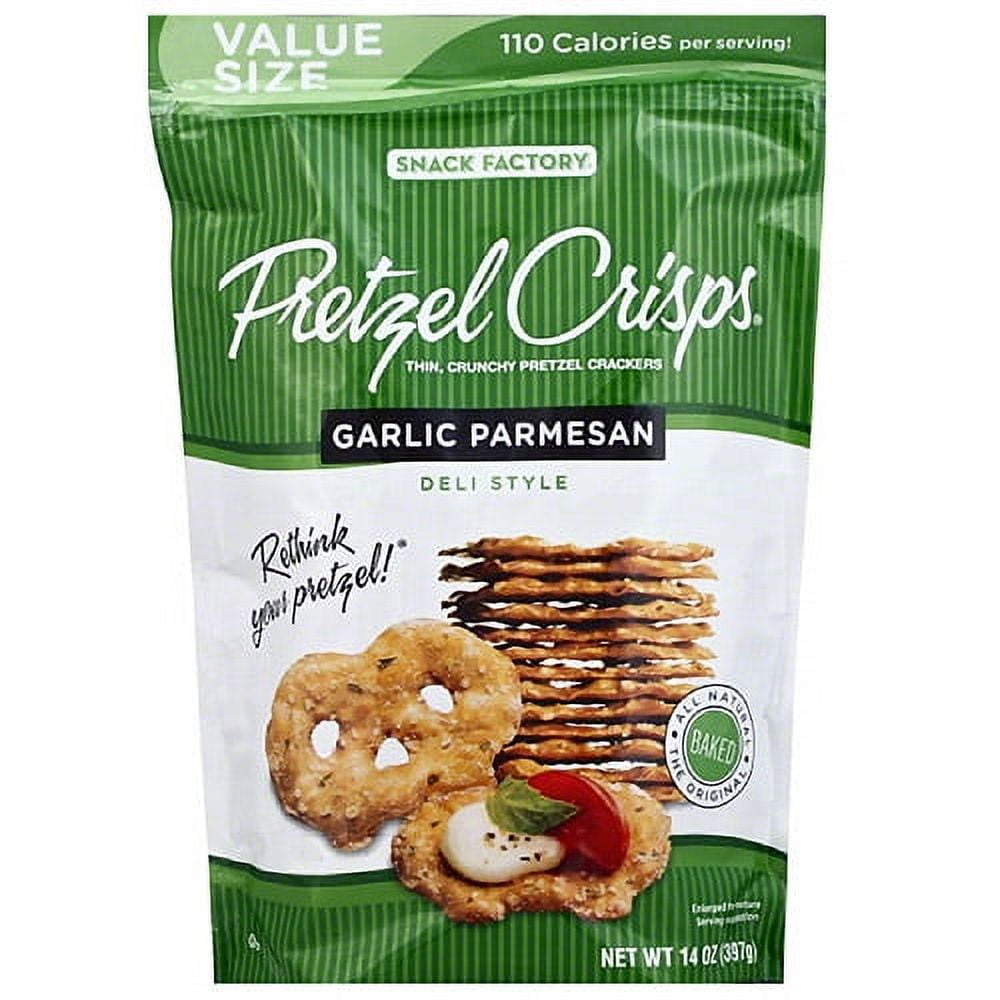 Pretzel Crisps Garlic Parmesan Pretzel Crackers, 14 oz, (Pack of 12