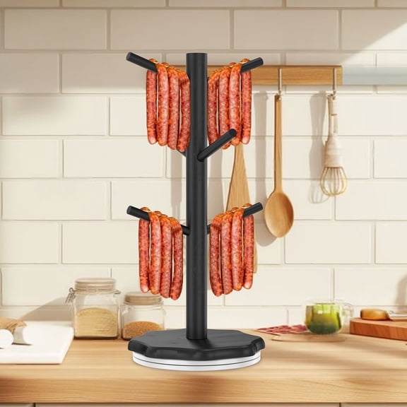 Pretzel Holder Stand Tree Shape Bamboo Pretzel Display Rack with 360 Rotatable Base and 6 Arms for Restaurant Cafe Bar Home