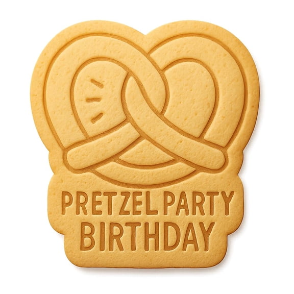 Pretzel Party Birthday Cookie Cutter & Stamp, Fondant & Clay - 4x3.2