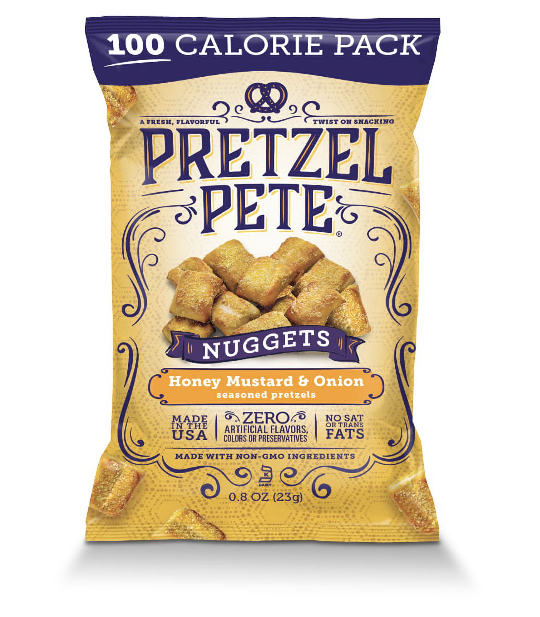Pretzel Pete Pretzel Nuggets, 100 Calorie Pack, Honey Mustard Onion, .8