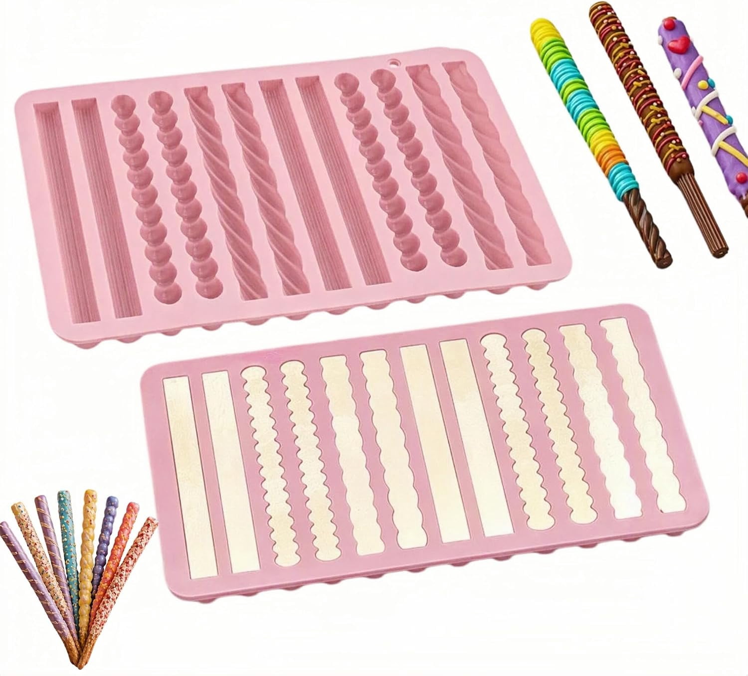 Pretzel Rod Molds, Pretzel Molds Silicone, Non-Stick Chocolate Rod ...