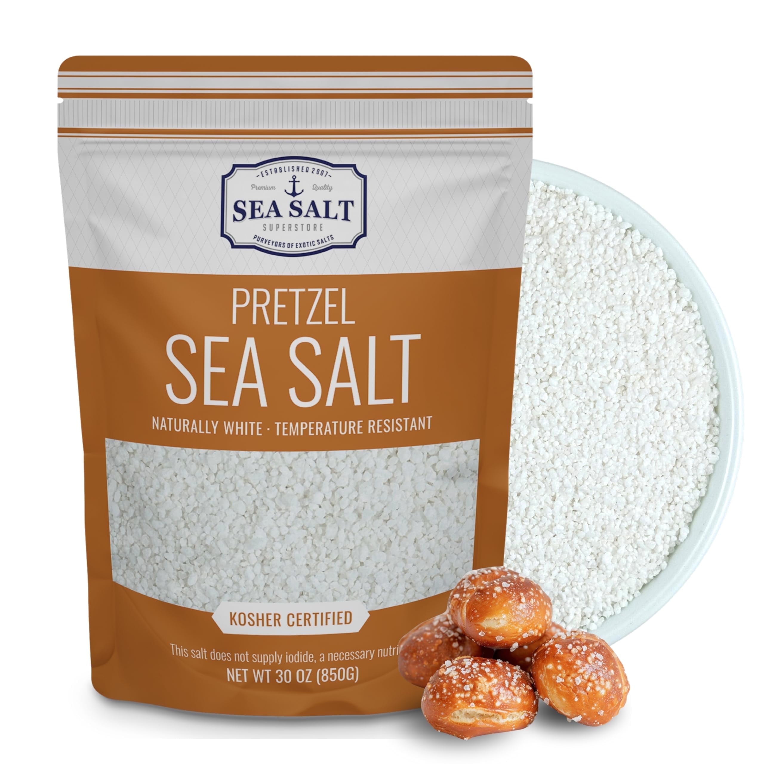 Sea Salt Superstore Coarse Pretzel Sea Salt Gluten-Free 14 oz Heat