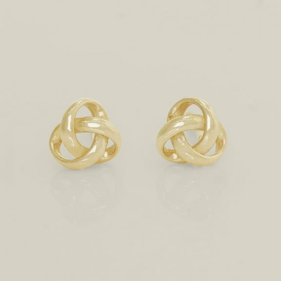 ANYGOLDS 14K Real Solid Gold Endless Stud Earrings, Pretzel Studs