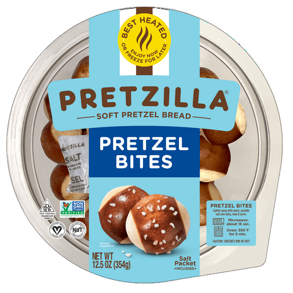 Pretzilla Soft Pretzel Bread Bites with Salt Packet, Vegan, Non-GMO, Shelf-stable, 12.3 oz