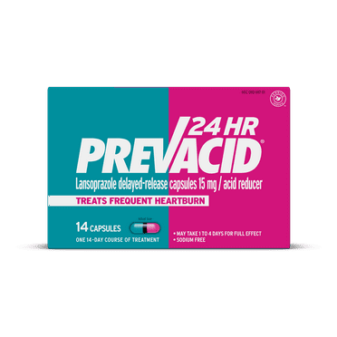 Prevacid 24HR Lansoprazole Delayed-Release Capsules, Treats Frequent Heartburn, 15 mg, 14 Count