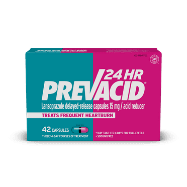 Prevacid 24HR, Lansoprazole Delayed-Release Capsules, Treats Frequent Heartburn, 15 mg, 42 Count