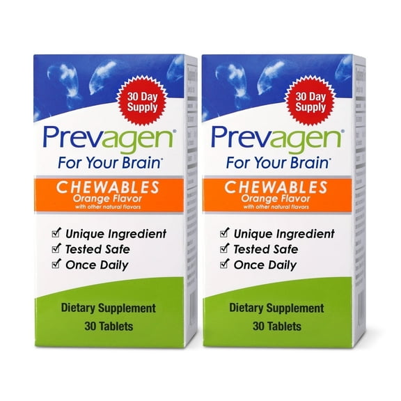 Prevagen Regular Strength Orange Chewables, 30ct 2 Pack, Prevagen with Apoaequorin & Vitamin D