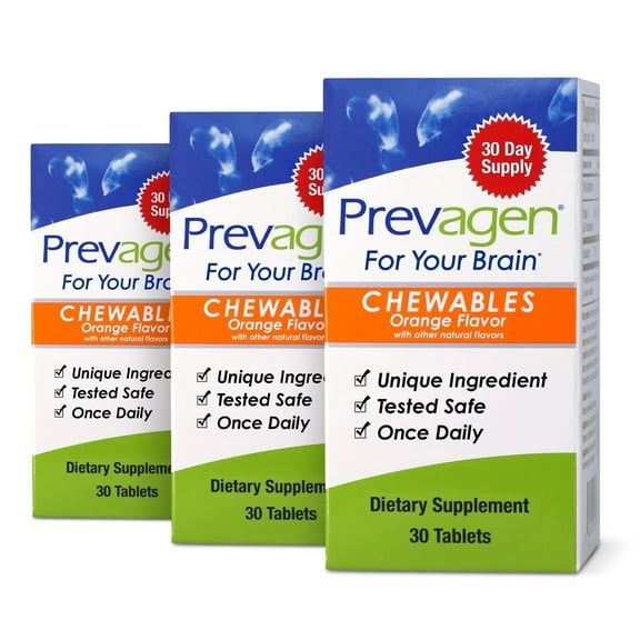 Prevagen Regular Strength Orange Chewables, 30ct 3 Pack, Prevagen with Apoaequorin & Vitamin D