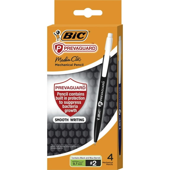 Prevaguard Media Clic Mechanical Pencils, 0.7 Mm, Hb (#2), Black Lead, 2 Black Barrel/2 Blue Barrel, 4/pack | Bundle of 5 Packs