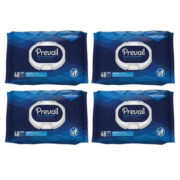 Prevail Adult Washcloths Softpack, 12" x 8", 48 Count - Pack of 4