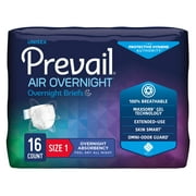 Prevail Air Overnight Adult Incontinence Brief 1 Heavy Absorbency Breathable, NGX-012, Overnight, 96 Ct