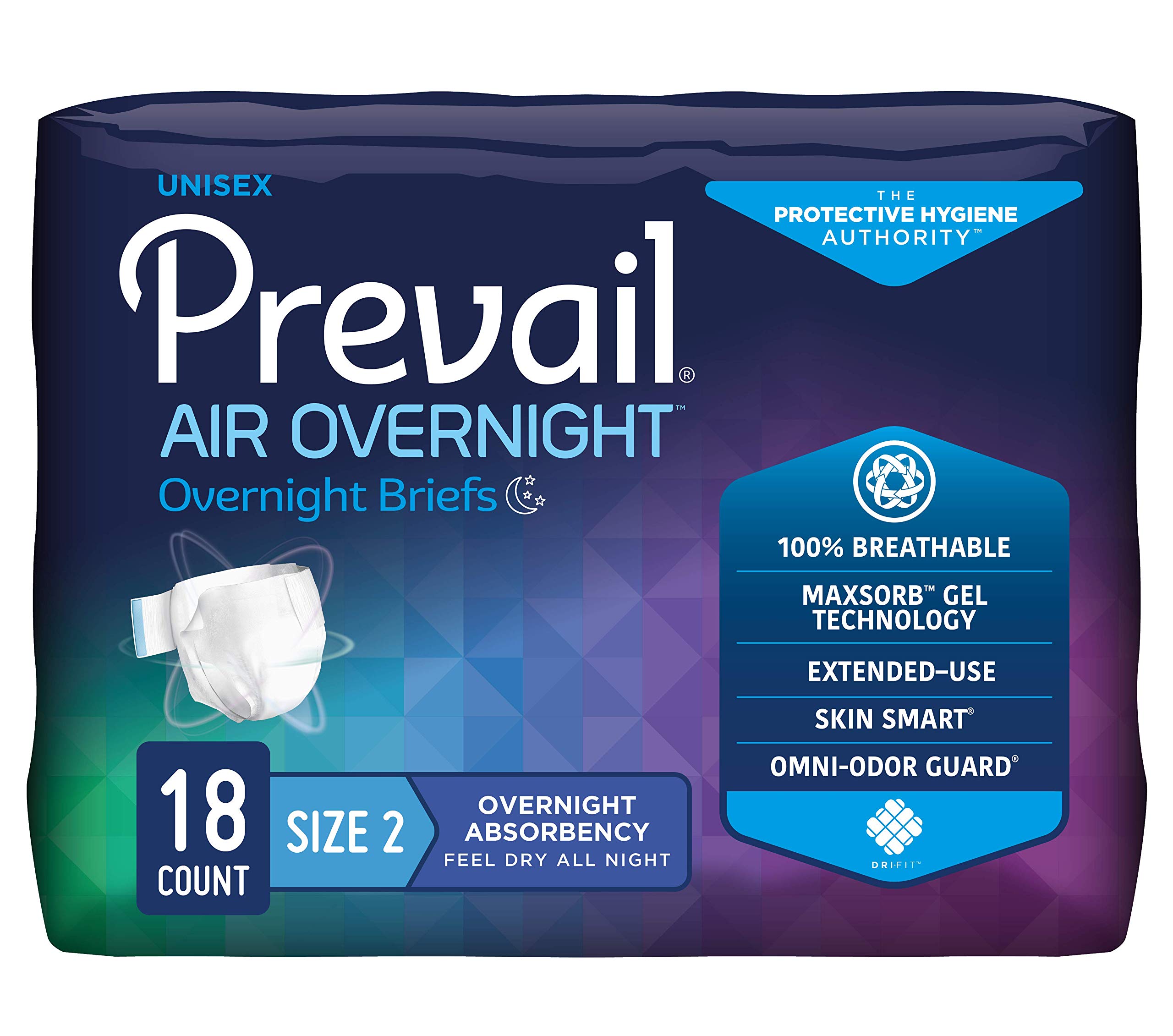 Prevail Air Overnight Incontinence Adult Briefs with Refastenable Tabs ...