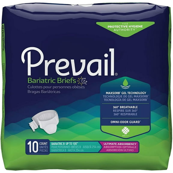 Prevail Bariatric Incontinence Brief B Bariatric, PV-094, Ultimate, 10 Ct