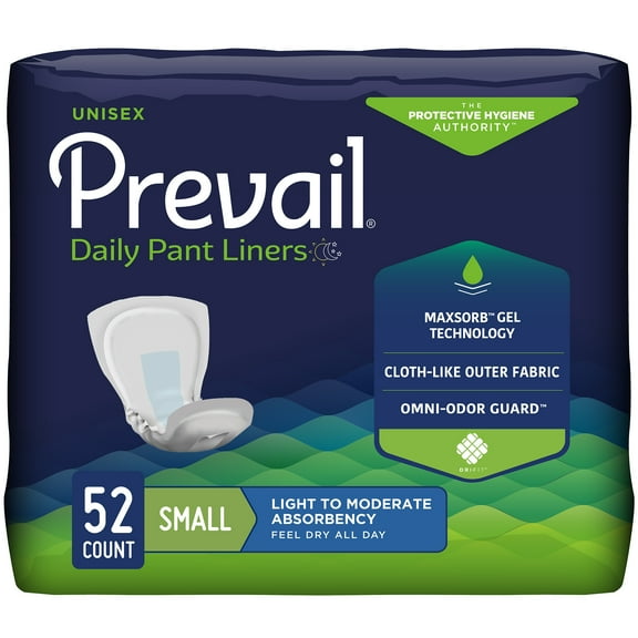 Prevail Bladder Control Pads for Incontinence, Moderate Absorbency, Unisex, 12.5 in, 52 Count, 4 Packs, 208 Total
