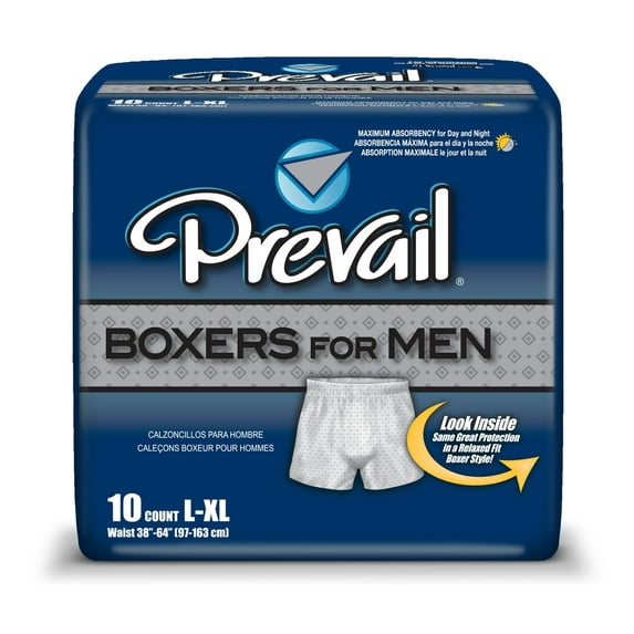 Prevail Boxers for Men Maximum Absorbency Large/Extra Large 10 ea