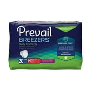 Prevail Breezers Adult Incontinence Brief M Heavy Absorbency Breathable, PVB-012/3, 80 Ct