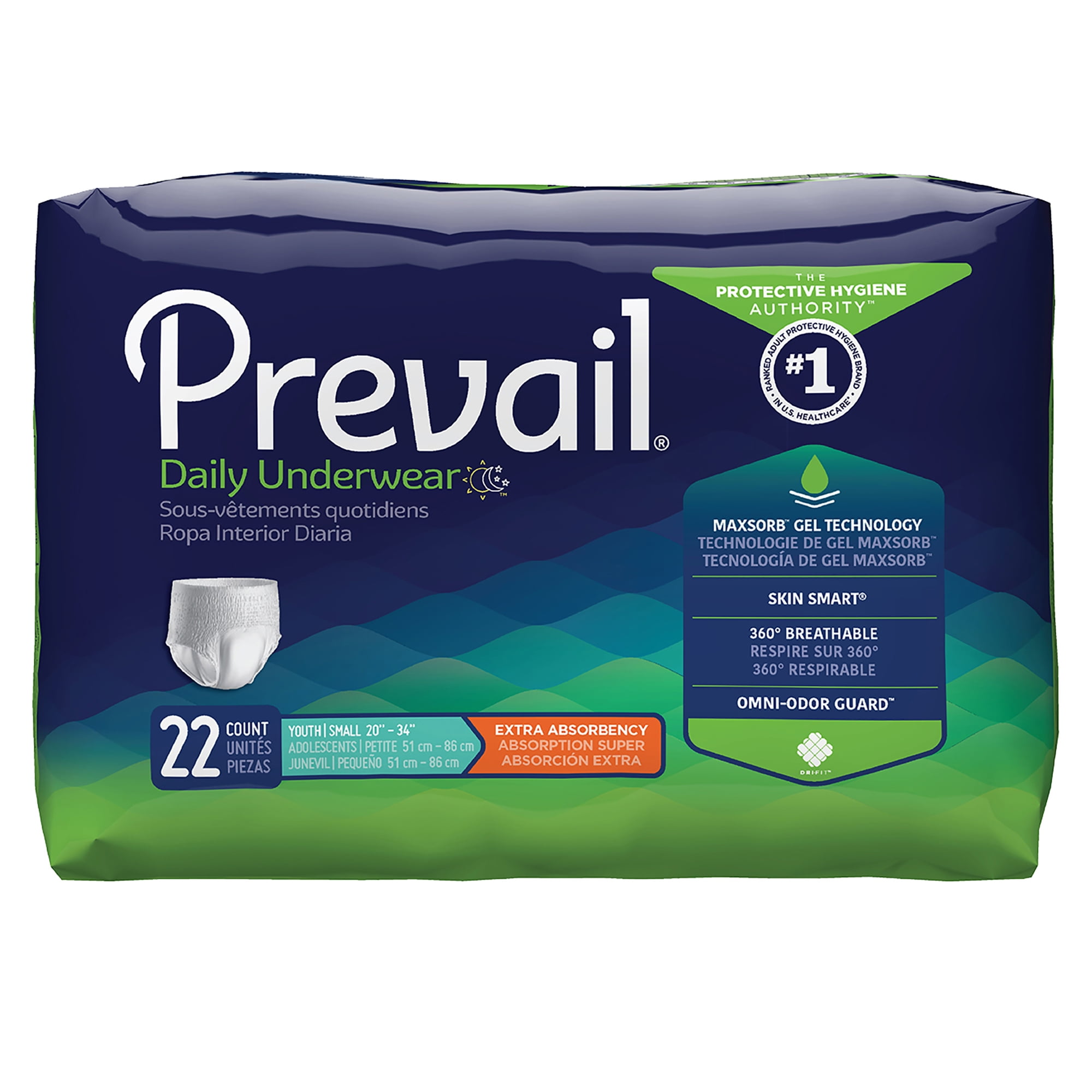 Prevail Daily Disposable Underwear Small Youth, PV-511, Extra, 22 Ct