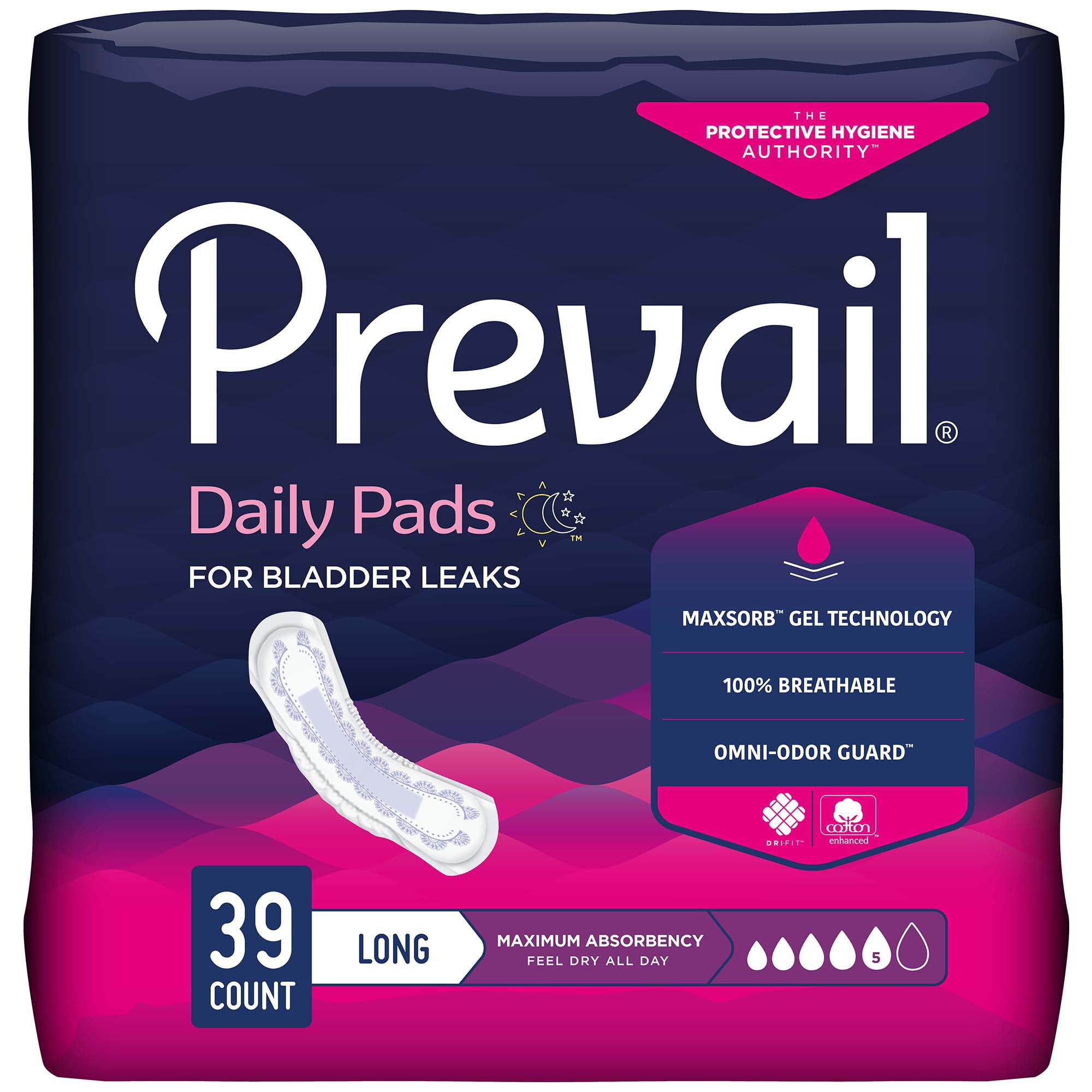 Prevail Daily Incontinent Pad 13" L Long Length PV-915/1, Maximum, 156 Ct