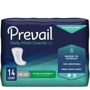 Prevail Daily Male Guards Bladder Control Pad, Incontinence, Disposable, Maximum Absorbency, 14 Count, 1 Pack