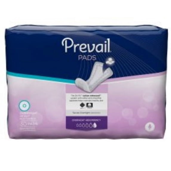 Prevail Daily Pads Overnignt Bladder Control Pad 16 Inch Length Heavy Absorbency Polymer One Size Fits Most Female Disposable, PVX-120 - Pack of 30