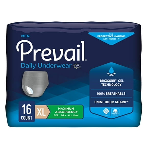Prevail Daily Underwear Adult Underwear XL Heavy Absorbency Breathable, PUM-514, Maximum, 64 Ct