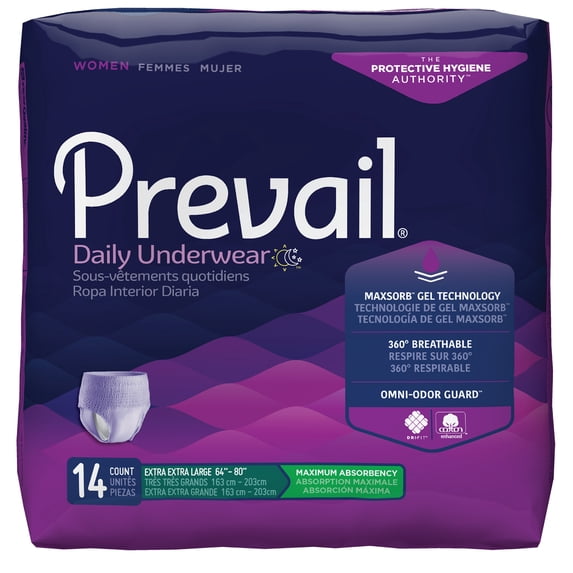 Prevail Maximum Absorbency Protective Underwear for Women, XXL, 14 count