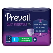 Prevail Womens Maximum Absorbency Incontinence Underwear, Large, 18 Count