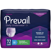 Prevail Daily Underwear Disposable Underwear Female Pull On with Tear Away Seams Large, PWC-513/1, Maximum, 72 Ct