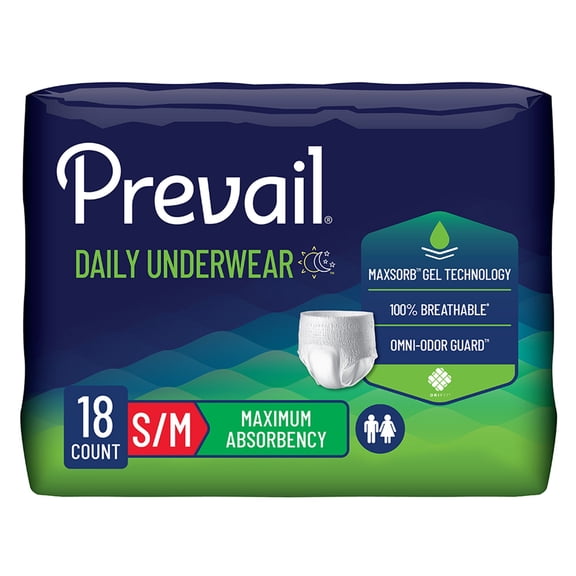 Prevail Daily Underwear, Incontinence, Disposable, Maximum Absorbency, Small / Medium, 18 Ct