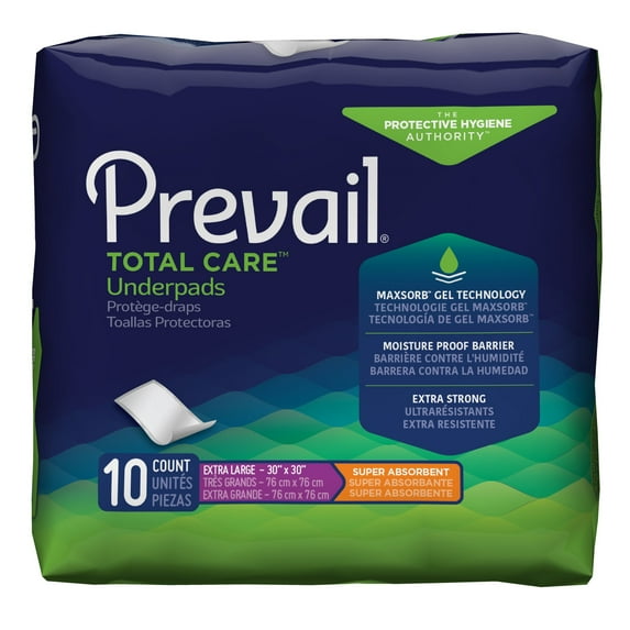 Prevail Disposable Underpads Super Absorbency Extra Large - 10 pks of 10