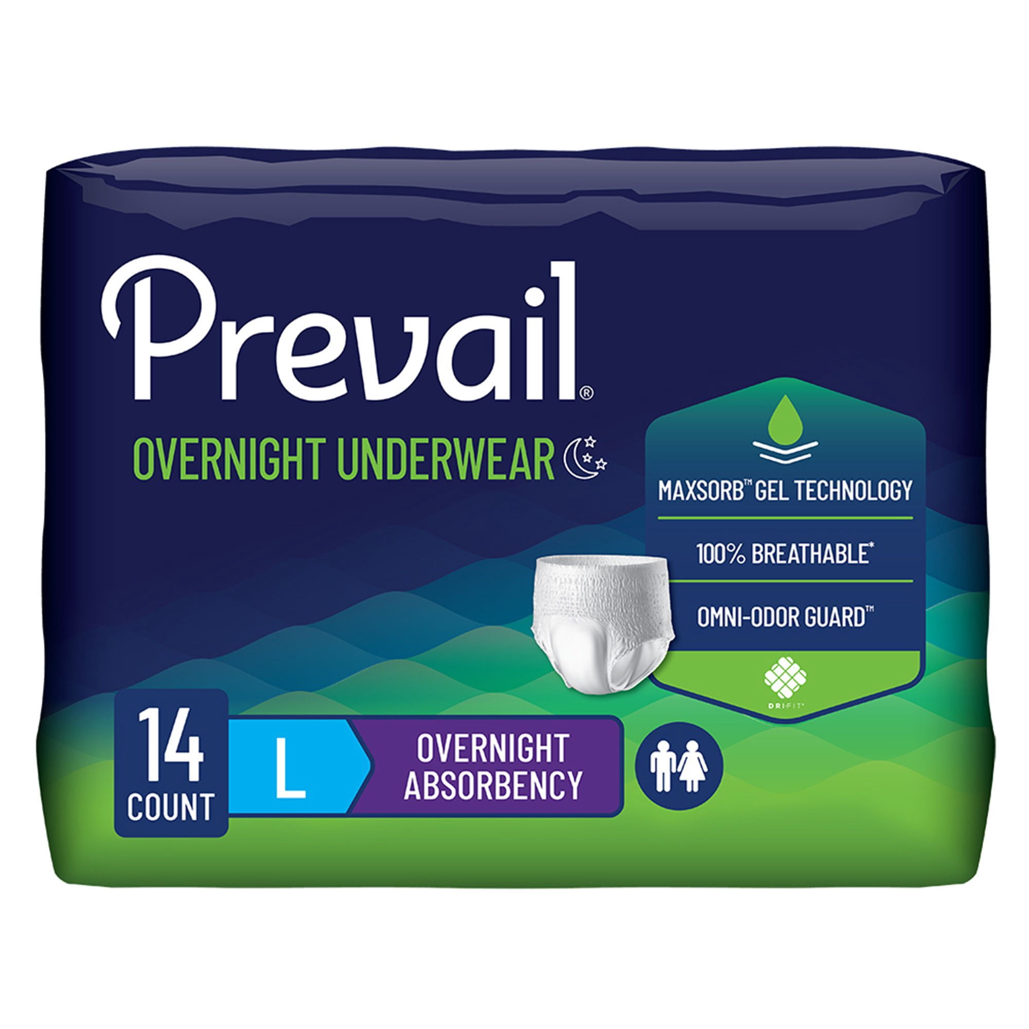 Prevail Disposable Underwear Pull On with Tear Away Seams Large, PVX-513, Overnight, 56 Ct