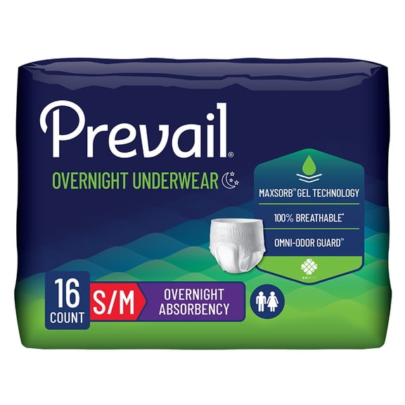 Prevail Disposable Underwear Pull On with Tear Away Seams Small / Medium, PVX-512, 64 Ct